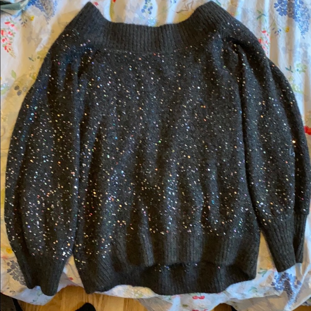 Grey multi color sequin sweater